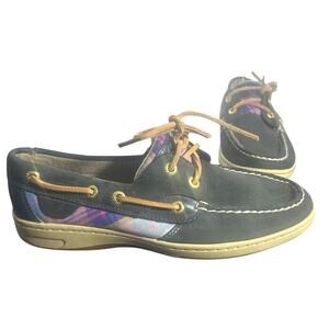 Sperry Top-Sider Boat Shoes 6.5 Multicolor Plaid Panel Leather Deck Shoes